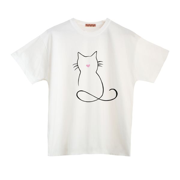 تی شرت آستین کوتاه دخترانه مدل گربه