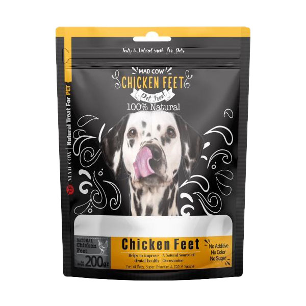 غذای تشویقی سگ مدکاو مدل premium chicken feet وزن 200 گرم
