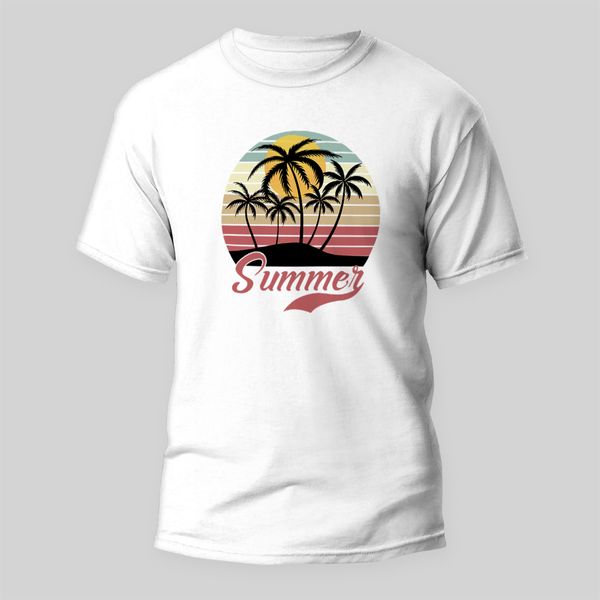 تی شرت آستین کوتاه مردانه مدل جزیره طرح Summer کد M31 رنگ سفید
