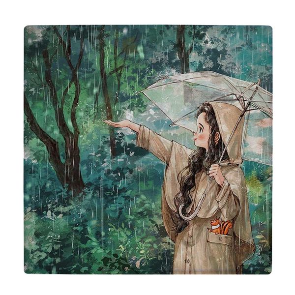 کاشی کارنیلا مدل دختر با چتر در روز بارانی کد wkk5031