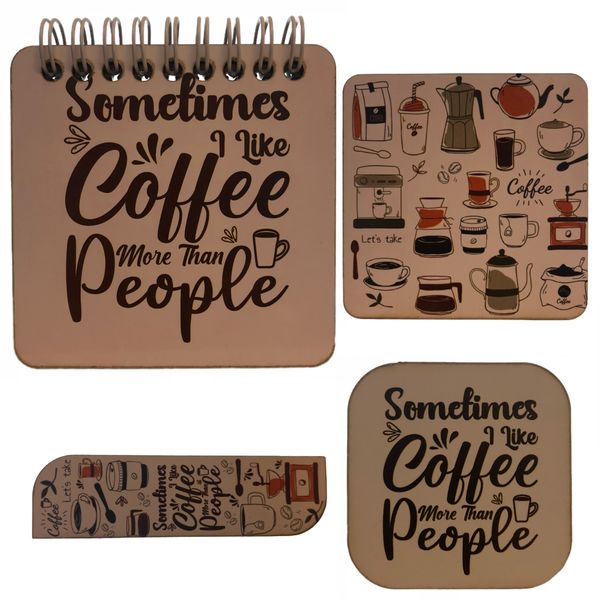 دفترچه یادداشت چوبی مدل وقت قهوه مجموعه 4 عددی