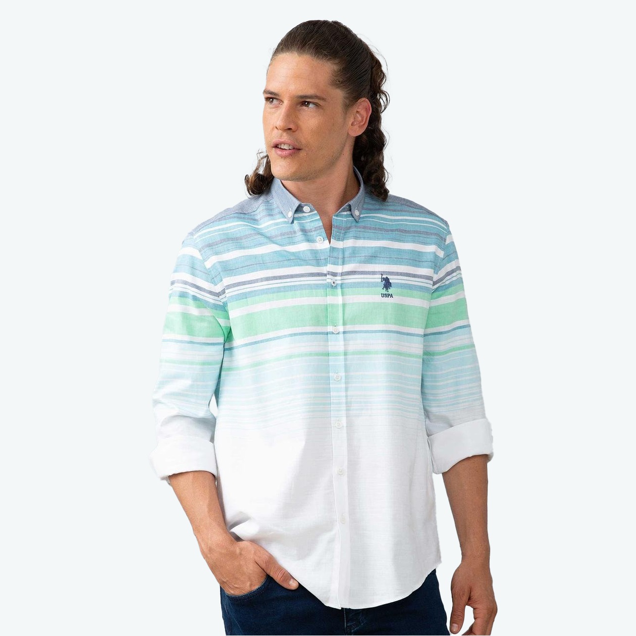 پیراهن آستین بلند مردانه یو اس پولو مدل 50199405-VR013