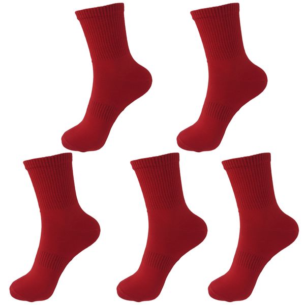 جوراب ورزشی مردانه ادیب مدل کش انگلیسی کد MNSPT رنگ قرمز بسته 5 عددی