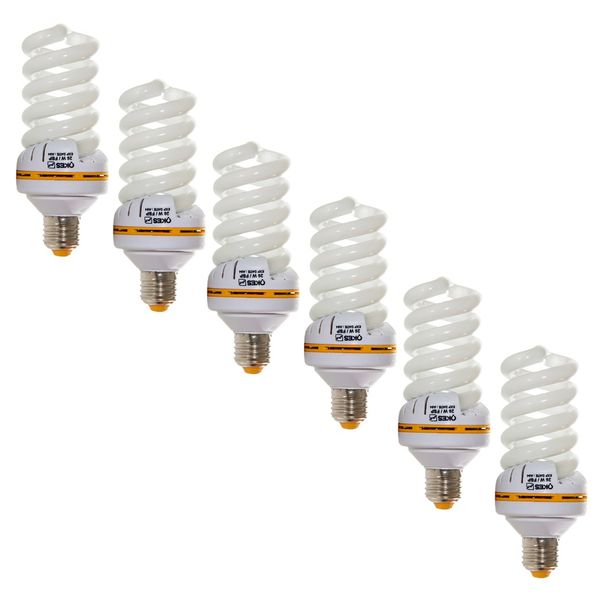 لامپ کم مصرف 26 وات اوکس مدل CFL26wwX6 پایه E27 بسته 6 عددی آفتابی