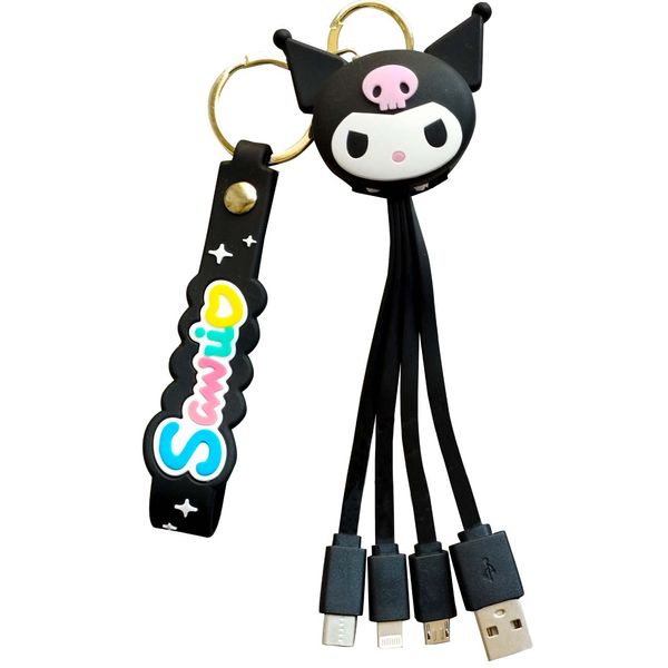 کابل تبدیل USB به microUSB / USB-C / لایتنینگ مدل کرومی Cable_Kuromi طول 0.12 متر