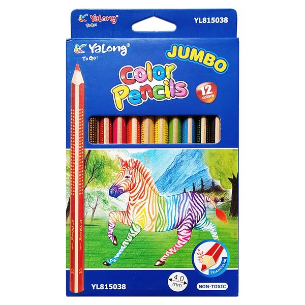 مداد رنگی 12 رنگ یالونگ مدل جامبو