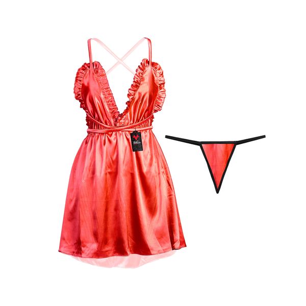 لباس خواب زنانه شباهنگ مدل Miss Lady رنگ قرمز