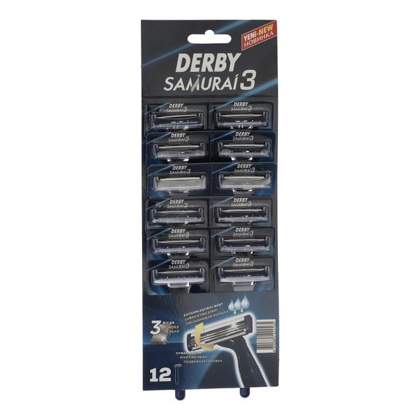 خود تراش دربی مدل Samurai 3 بسته 12 عددی