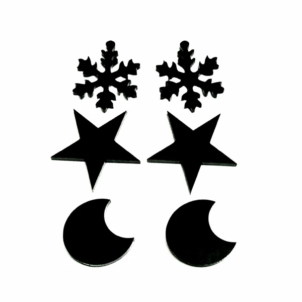 گوشواره زنانه مدل ماه و ستاره و برف مجموعه‌ی سه عددی