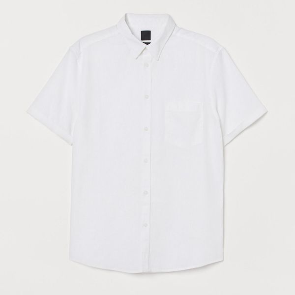 پیراهن آستین کوتاه مردانه اچ اند ام مدل 0640108005 Linen-blend
