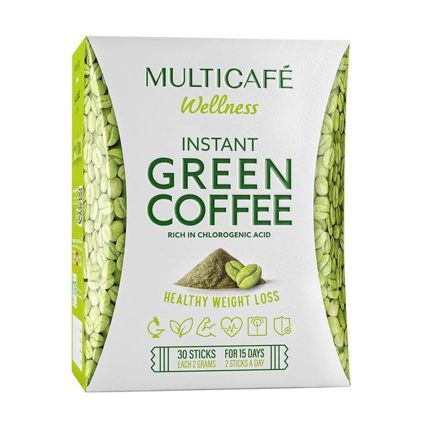 قهوه سبز فوری مولتی کافه تندرستی - 2 گرم بسته 30 عددی