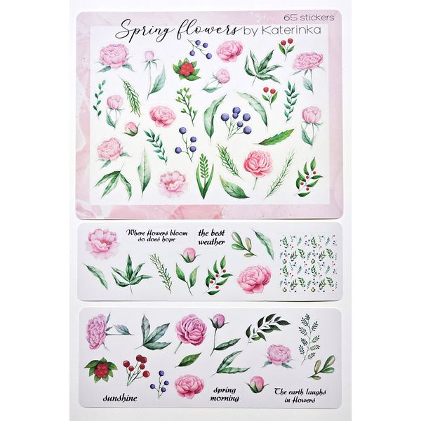 برچسب کاترینکا طرح برش خورده بولت ژورنال و اسکرپ بوک مدل Spring Flowers بسته 65 عددی
