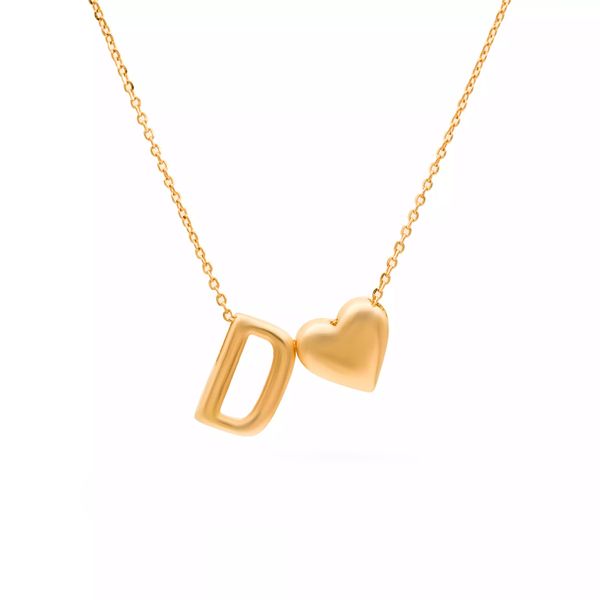 گردنبند طلا 18 عیار زنانه گالری روبی مدل حروف D و قلب