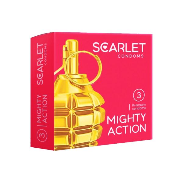 کاندوم اسکارلت مدل MIGHTY ACTION بسته 3 عددی