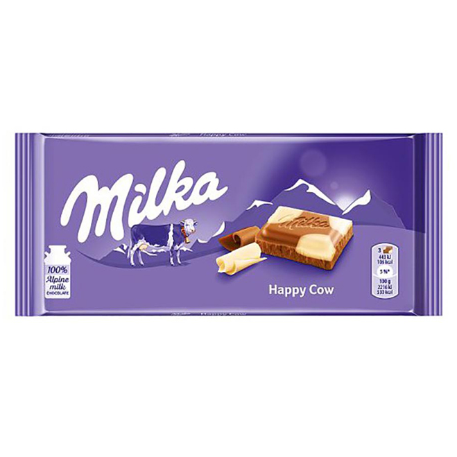 شکلات تخته ای شیری شکلاتی Happy cow میلکا - 100 گرم