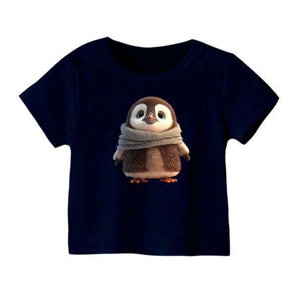 تی شرت آستین کوتاه بچگانه مدل پنگوئن کد ۱۱ رنگ سورمه ای