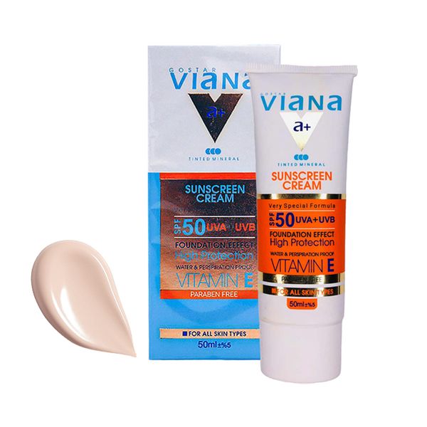 کرم ضد آفتاب رنگی ویانا spf 50 مدل 1 مناسب برای انواع پوست حجم 50 میلی لیتر