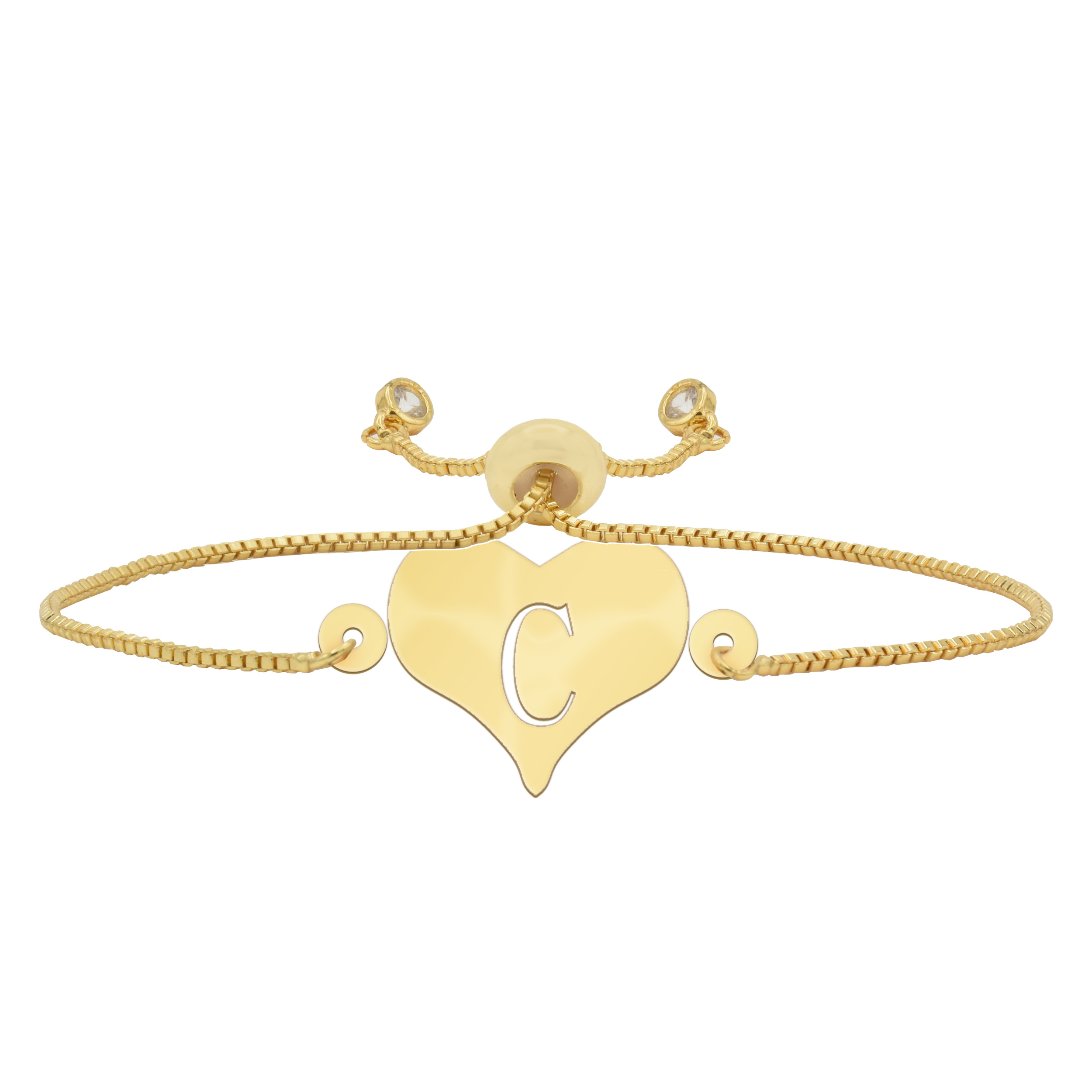 دستبند طلا 18 عیار زنانه شمیم گلد گالری مدل قلب با حرف DT76 C