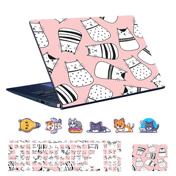 استیکر لپ تاپ توییجین و موییجین طرح حیوانات کد 26 مناسب برای لپ تاپ 15.6 اینچ به همراه برچسب حروف فارسی کیبورد