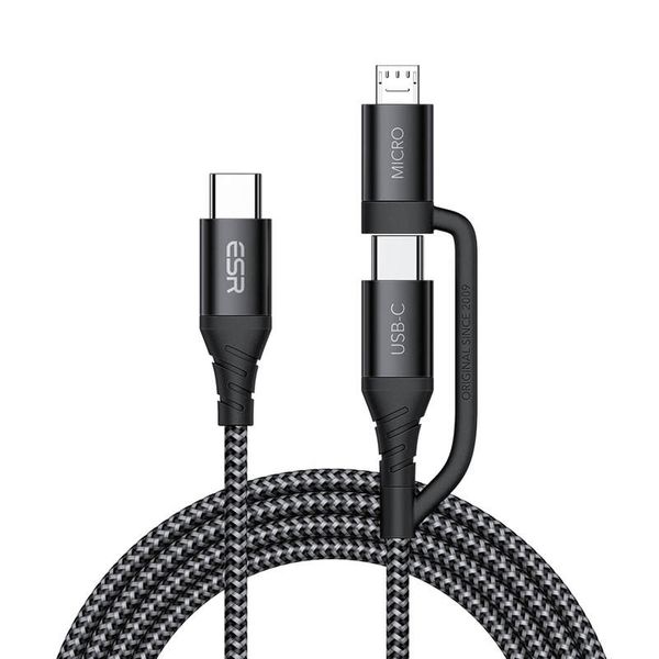کابل تبدیل USB-C به USB-C/MicroUSB ای اِس آر مدل Braided Nylon طول 1 متر