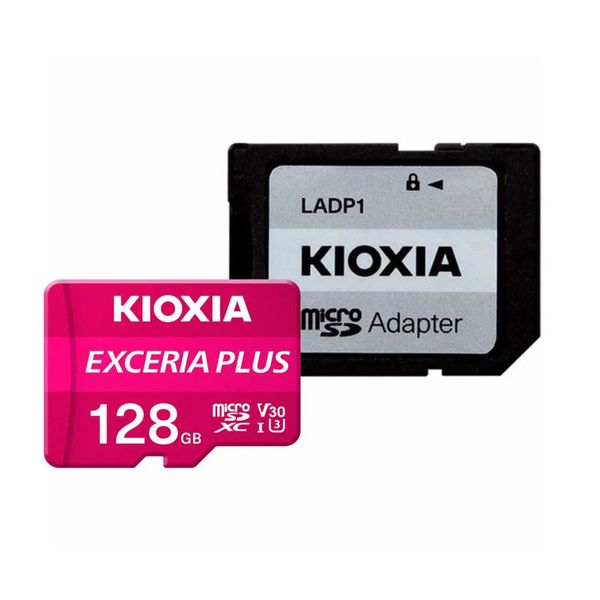 کارت حافظه‌ microSDXC کیوکسیا مدل EXCERIA PLUS کلاس 10 استاندارد U3 سرعت 100MBps ظرفیت 128 گیگابایت به همراه آداپتور SD