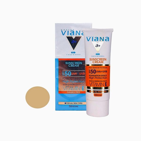 کرم ضد آفتاب رنگی ویانا SPF50 مدل 2 مناسب انواع پوست حجم 50 میلی لیتر