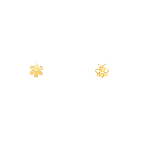 گوشواره طلا 18 عیار زنانه پرسته مدل گل و زنبور