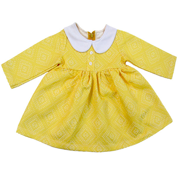 پیراهن نوزادی مدل هندسی رنگ  لیمویی