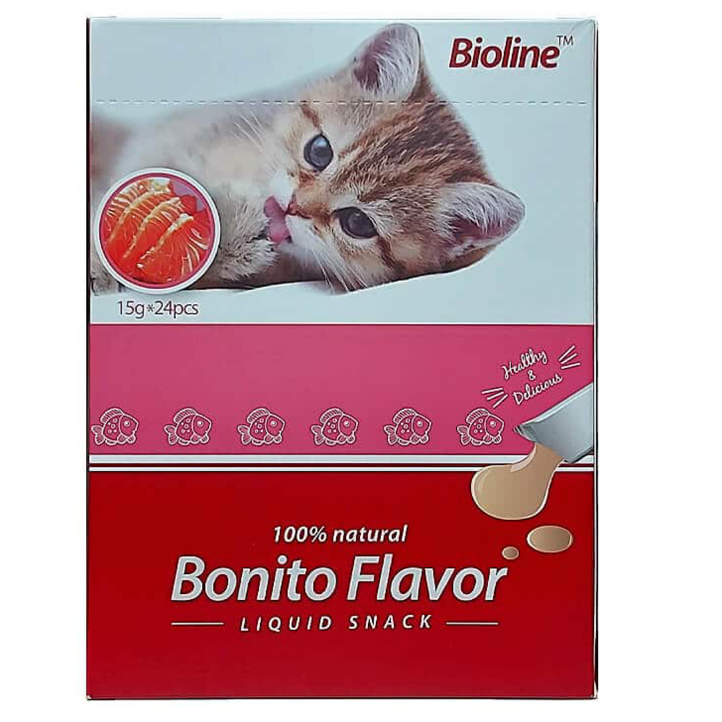 اسنک گربه بیولاین مدل Bonito flavor وزن 15 گرم بسته 24 عددی