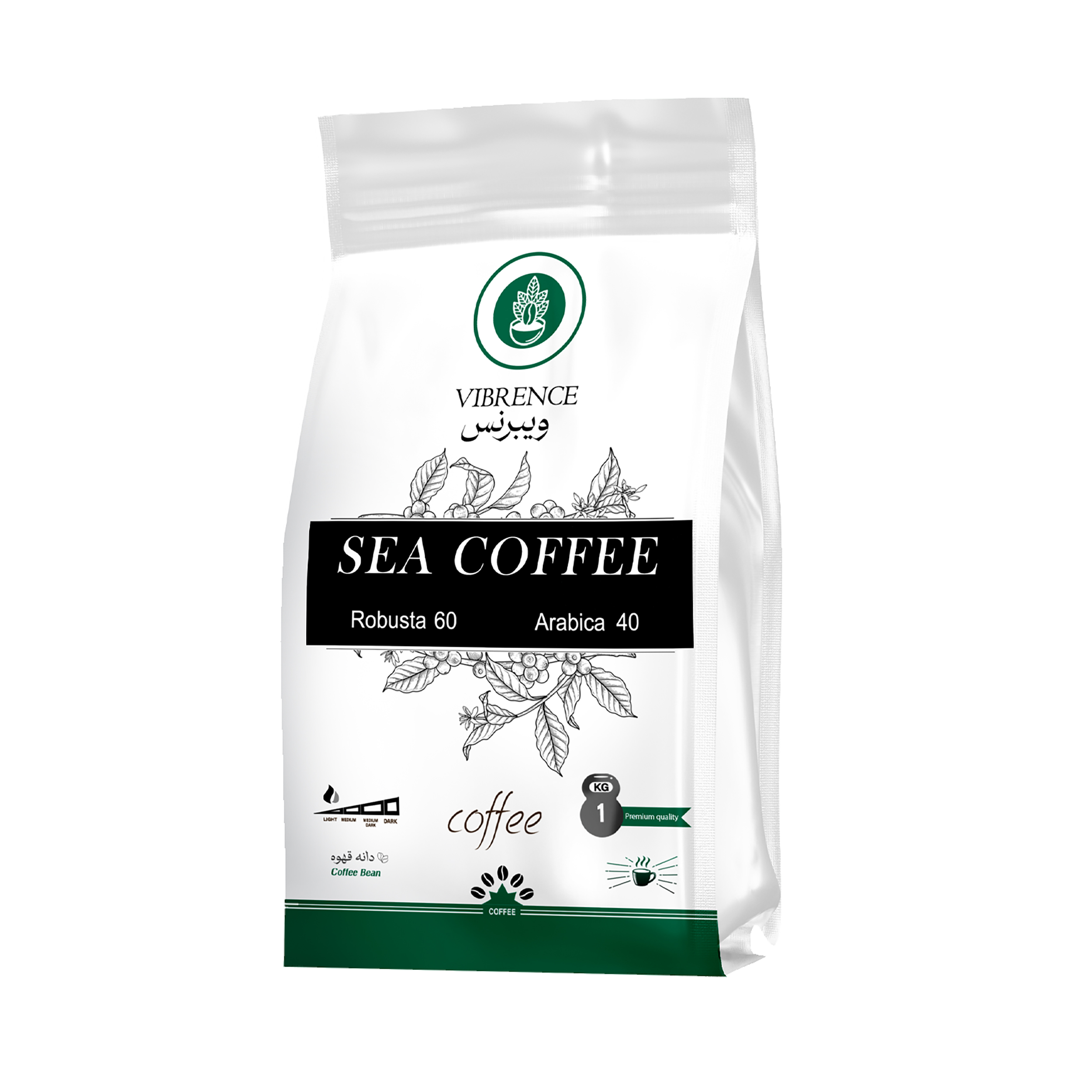 دانه قهوه 60 درصد روبوستا 40 درصد عربیکا Sea ویبرنس - 1 کیلوگرم