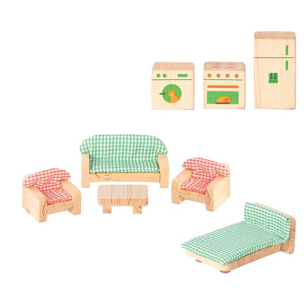اسباب بازی زینتی مدل اسباب بازی ست لوازم خانه و آشپزخانه چوبی مجموعه 8 عددی