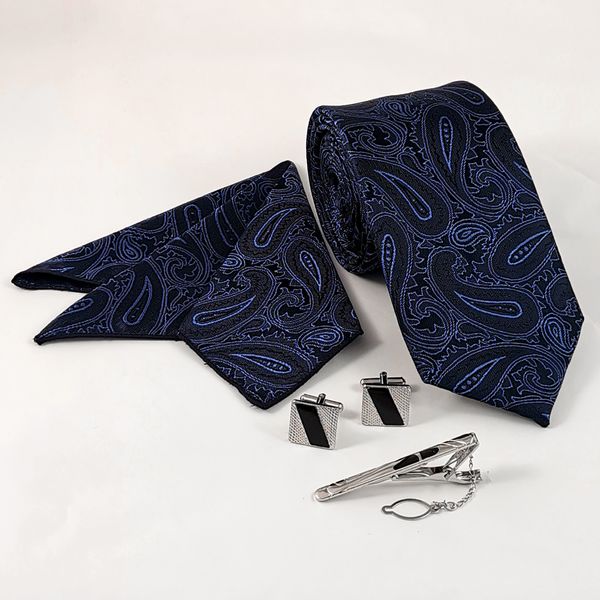 ست کراوات و دستمال جیب و دکمه سردست و گیره کراوات مردانه مدل 413C