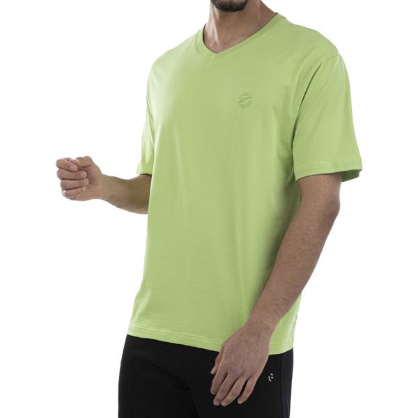 تی شرت آستین کوتاه مردانه جوتی جینز مدل یقه هفت کد 1551418 رنگ سبز روشن