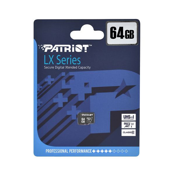 کارت حافظه microSDXC پتریوت مدل LX کلاس 10 استاندارد UHS-I U1سرعت 80MBps ظرفیت 64 گیگابایت 