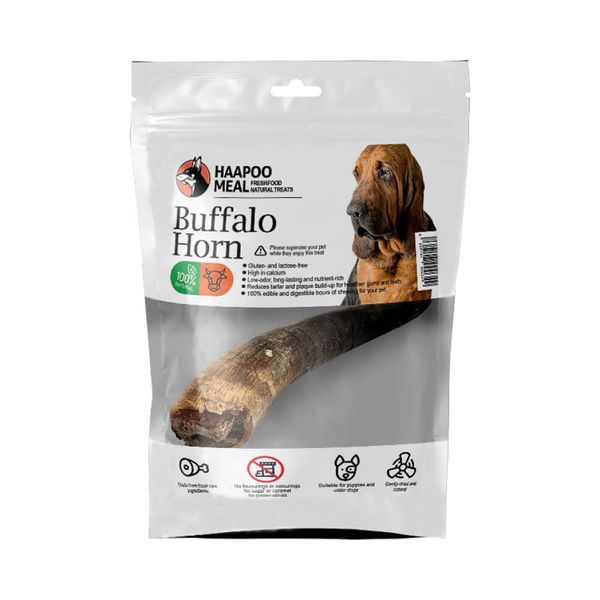 تشویقی سگ هاپومیل مدل شاخ گاو کد Buffalo Horn S وزن 100 گرم