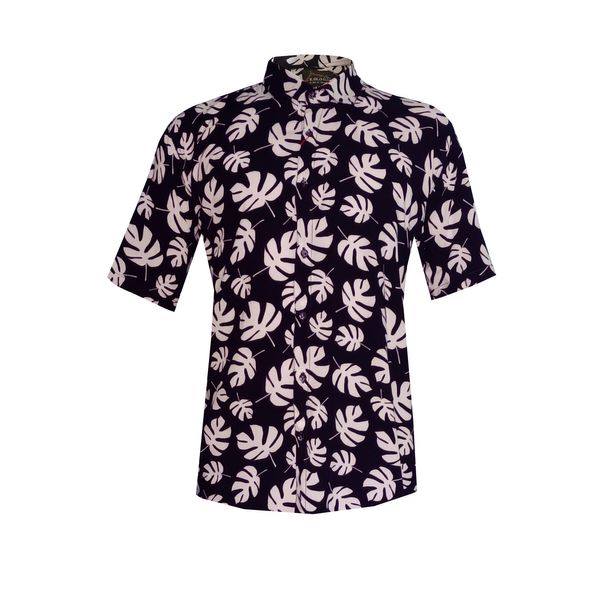 پیراهن آستین کوتاه مردانه مدل هاوایی تک برگ کد sor-whi