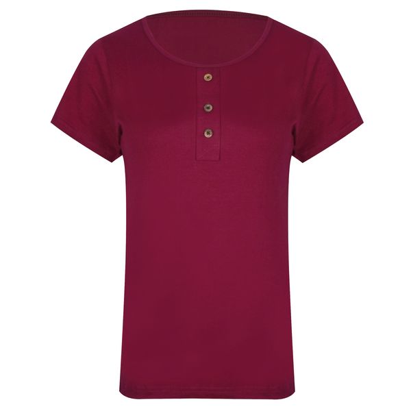 تی شرت آستین کوتاه زنانه کانتکس مدل 249010736 نخ پنبه رنگ زرشکی