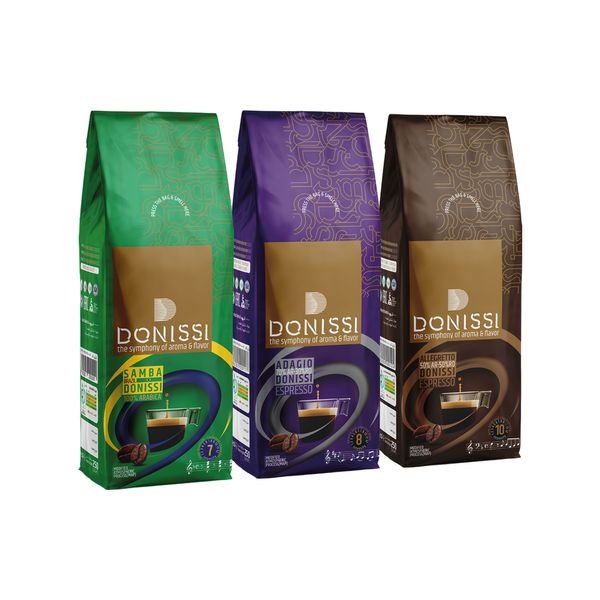 دانه قهوه سامبا و آداجیو و آلگرتو دونیسی - 250 گرم بسته 3 عددی