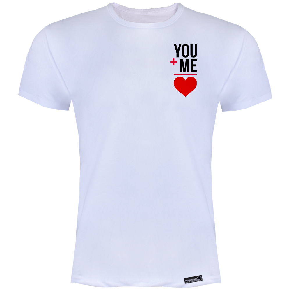 تی شرت آستین کوتاه مردانه 27 مدل You And Me Equals Heart کد MH1826