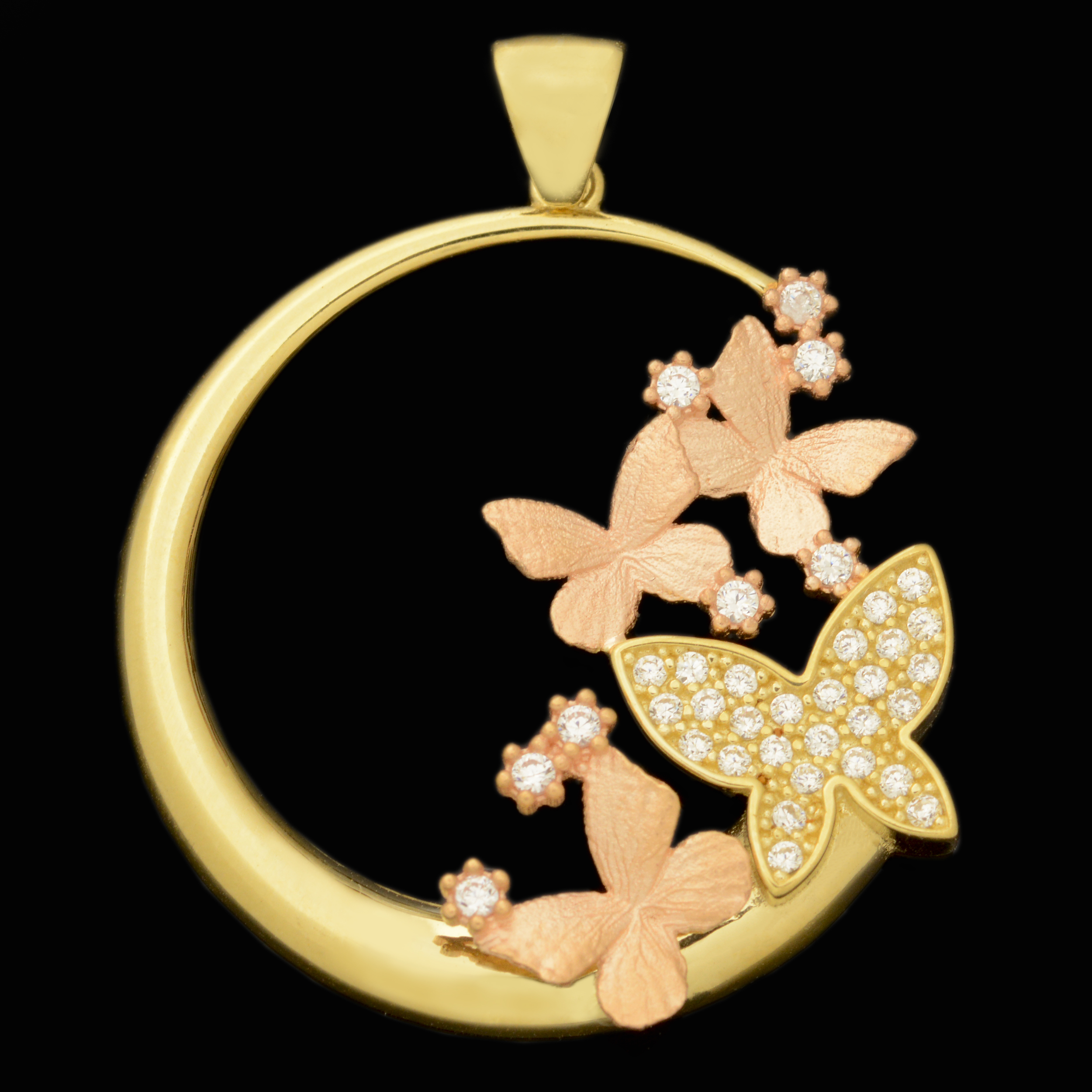 آویز گردنبند طلا 18 عیار زنانه طلای مستجابی مدل گل و پروانه کد 6718