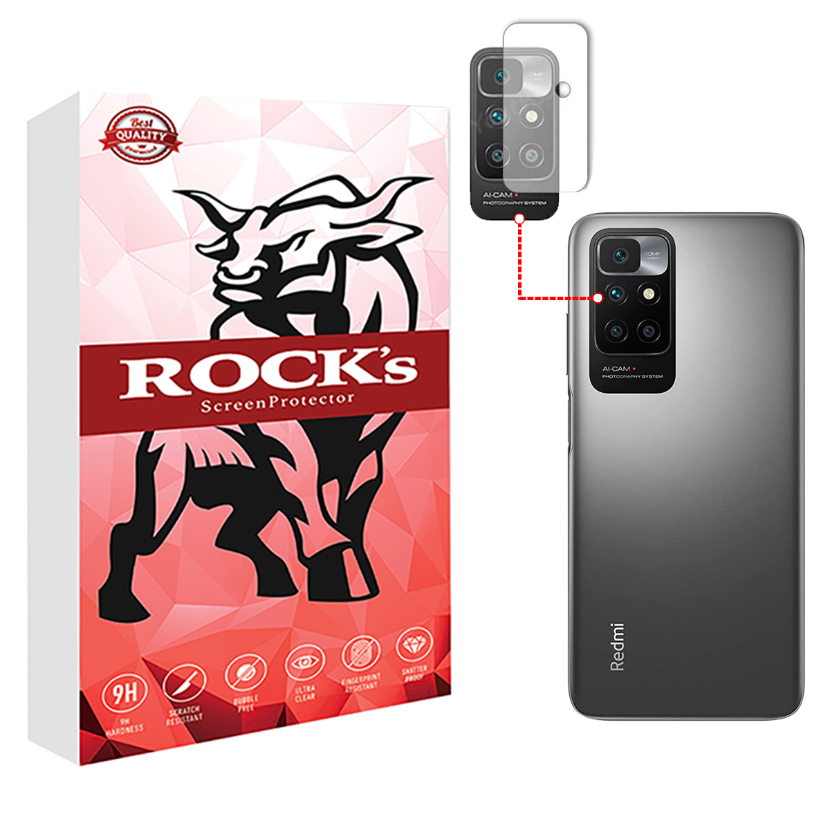 محافظ لنز دوربین راکز مدل LNZ مناسب برای گوشی موبایل شیائومی REDMI 10 PRIME