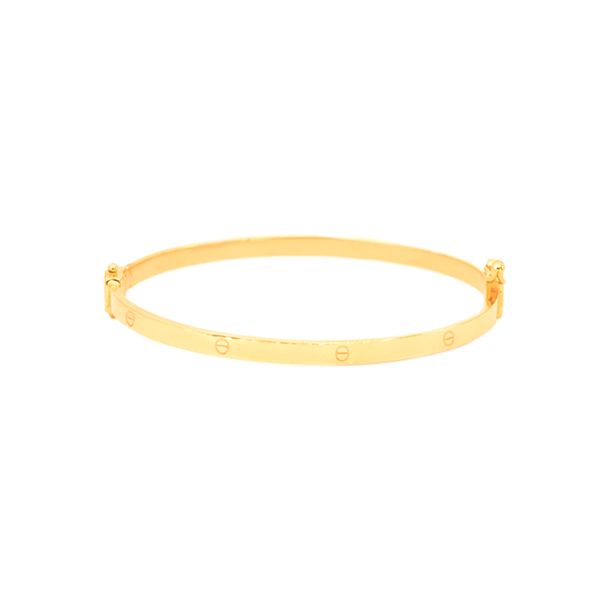 دستبند النگویی طلا 18 عیار زنانه ماوی گالری مدل لاو باریک