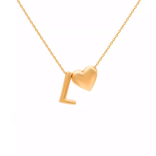 گردنبند طلا 18 عیار زنانه گالری روبی مدل حروف L و قلب