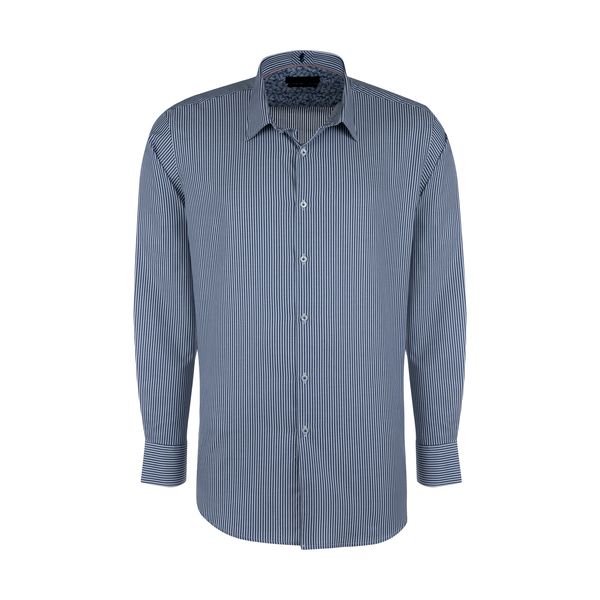 پیراهن آستین بلند مردانه ایکات مدل PST1152335 رنگ آبی