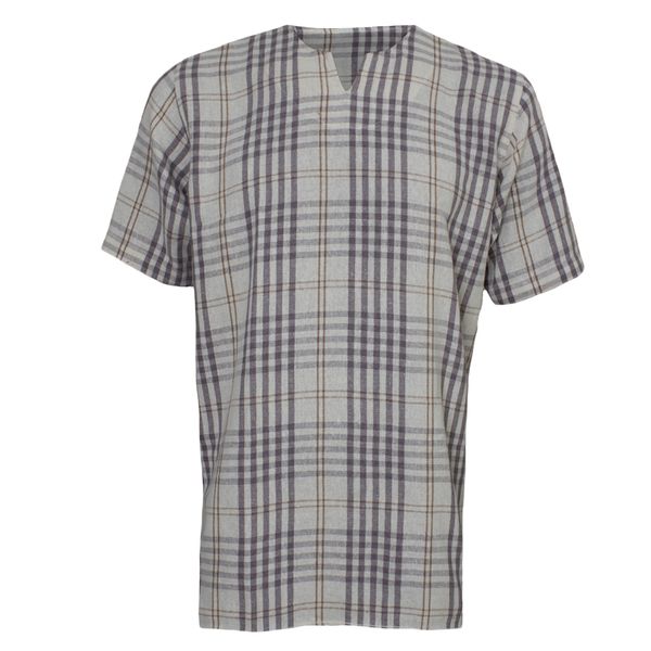 تی شرت آستین کوتاه مردانه مدل  پارچه کنفی یقه کوبایی