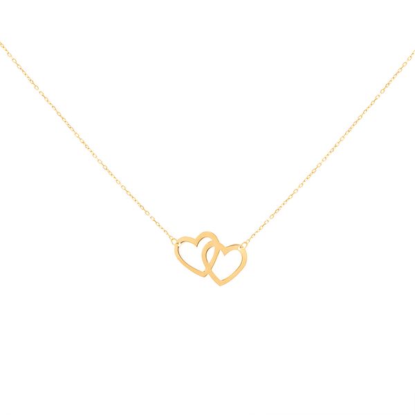 گردنبند طلا 18 عیار زنانه طلای کامک مدل دو قلب
