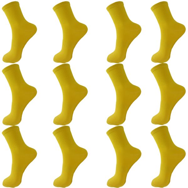 جوراب ورزشی مردانه ادیب مدل کش انگلیسی کد MNSPT رنگ زرد بسته 12 عددی