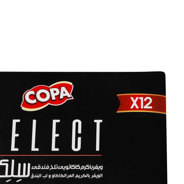ويفر کاکائویی سلکت با طعم کرم کاکائویی تلخ فندقی کوپا - 45 گرم بسته 12 عددی