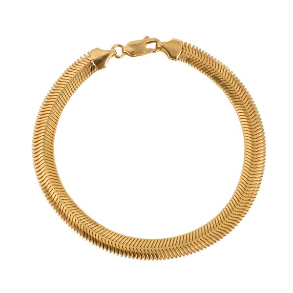 دستبند طلا 18 عیار زنانه گالری رحمانی مدل هرینگبون سه بعدی 