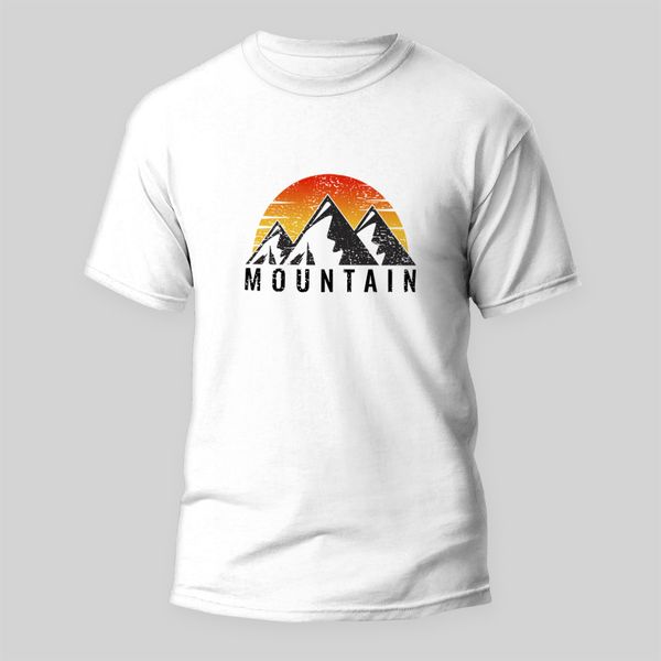 تی شرت آستین کوتاه مردانه مدل کوه طرح mountain کد M21 رنگ سفید